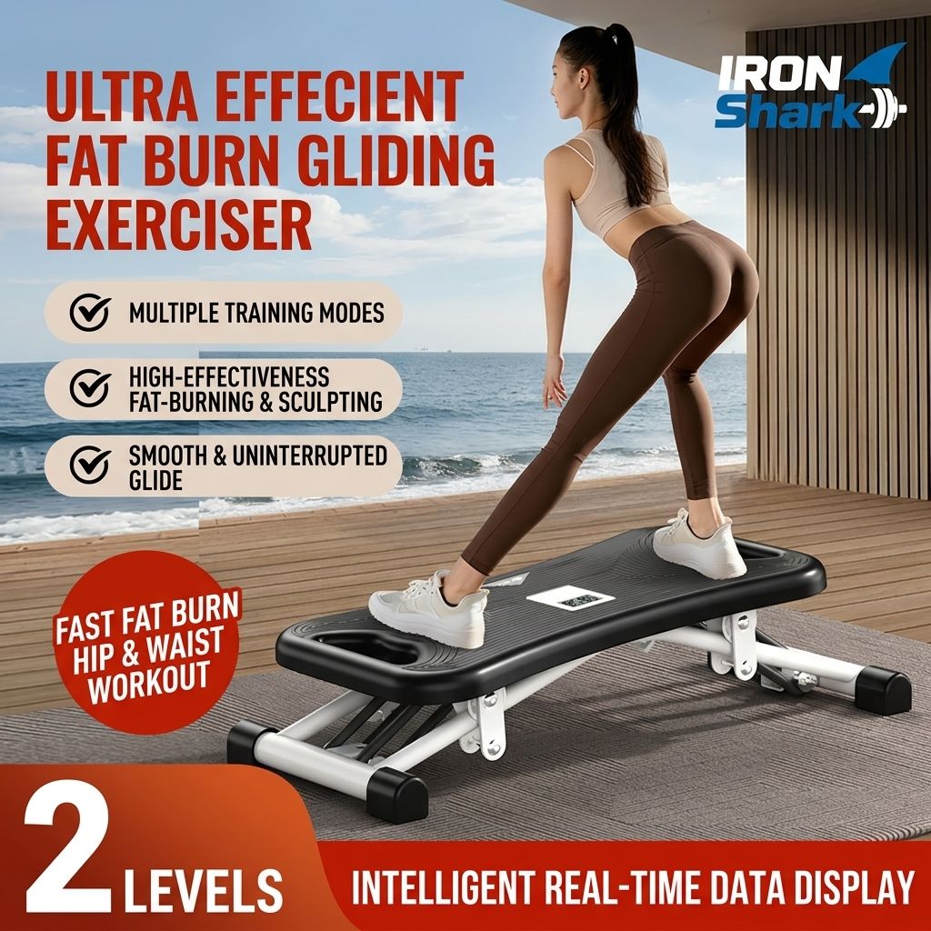 Multifunctional Ski Exercise Machine, Non-Slip Aerobic Stepper with Digital LCD Display, Compact Home Fitness Equipment for Cardio & Full-Body Workout