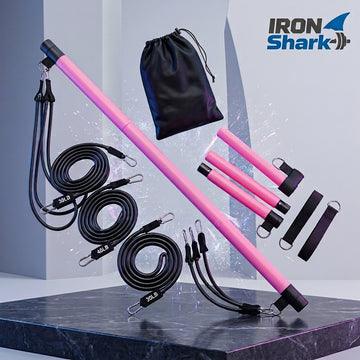 Pilates Bar Kit with Resistance Bands, Adjustable Exercise Bar System with Foot Straps & Carry Bag, Portable Home Gym Fitness Equipment for Core & Full-Body Workout